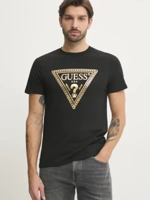 Guess t-shirt bawełniany męski kolor czarny z nadrukiem M5RI49 K9RM1