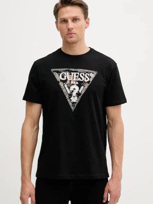Guess t-shirt bawełniany męski kolor czarny z nadrukiem M5YI15 I3Z14