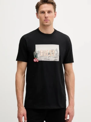 Guess t-shirt bawełniany męski kolor czarny z nadrukiem M5YI45 KBW41