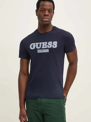 Guess t-shirt bawełniany męski kolor granatowy z nadrukiem M4BI45.I3Z14