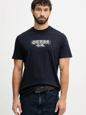 Guess t-shirt bawełniany męski kolor granatowy z nadrukiem M5BI05 I3Z14