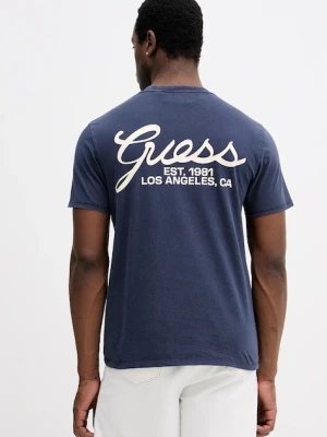 Guess t-shirt bawełniany męski kolor granatowy z nadrukiem M5BI70 I3Z14