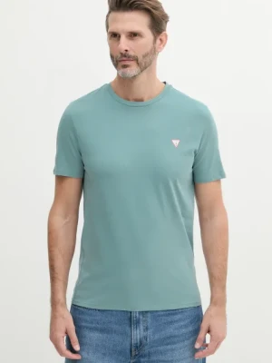 Guess t-shirt bawełniany męski kolor niebieski gładki M2YI36 I3Z14