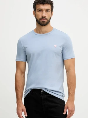 Guess t-shirt bawełniany męski kolor niebieski gładki M2YI36 I3Z14
