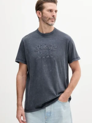 Guess t-shirt bawełniany męski kolor niebieski z aplikacją M5GI14 K8FQ4