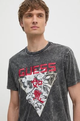 Guess t-shirt bawełniany męski kolor szary z nadrukiem M4YI0E KBW41