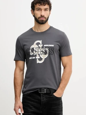 Guess t-shirt bawełniany męski kolor szary z nadrukiem M5BI72 I3Z14