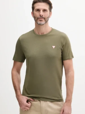 Guess t-shirt bawełniany męski kolor zielony gładki M2YI36 I3Z14