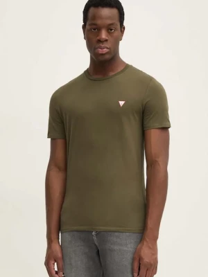 Guess t-shirt bawełniany męski kolor zielony gładki M2YI36 I3Z14