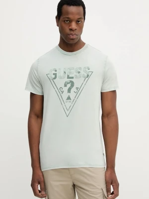 Guess t-shirt bawełniany męski kolor zielony z nadrukiem M5YI42 KBW41