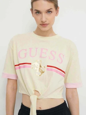 Guess t-shirt bawełniany MYLAH damski kolor żółty V4GI00 I3Z14