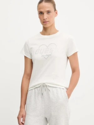 Guess t-shirt bawełniany NARCISO damski kolor beżowy V5GI10 K9RM1