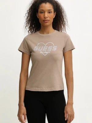 Guess t-shirt bawełniany NARCISO damski kolor beżowy V5GI10 K9RM1