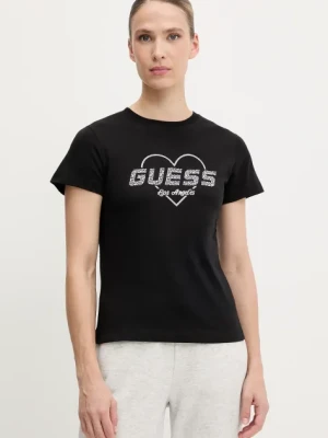 Guess t-shirt bawełniany NARCISO damski kolor czarny V5GI10 K9RM1