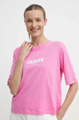 Guess t-shirt bawełniany NATALIA damski kolor różowy V4GI11 JA914