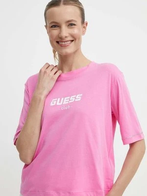 Guess t-shirt bawełniany NATALIA damski kolor różowy V4GI11 JA914