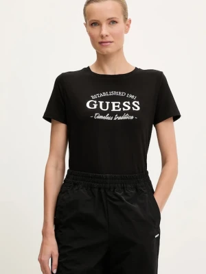 Guess t-shirt bawełniany NINA damski kolor czarny V5YI12 J1314