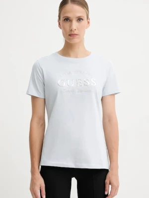 Guess t-shirt bawełniany NINA damski kolor niebieski V5YI12 J1314