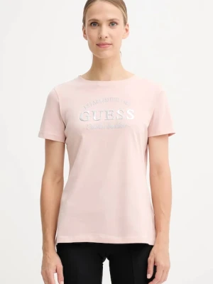 Guess t-shirt bawełniany NINA damski kolor pomarańczowy V5YI12 J1314
