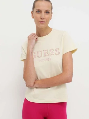 Guess t-shirt bawełniany NYRA damski kolor beżowy V4GI01 I3Z14