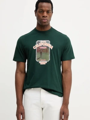 Guess t-shirt bawełniany PANORAMA męski kolor zielony z aplikacją M5YI18 I3Z14