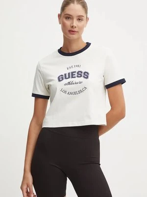 Guess t-shirt bawełniany RAQUELLE damski kolor beżowy V4BI08 K8FQ4