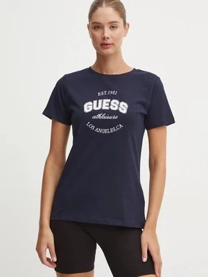 Guess t-shirt bawełniany RAQUELLE damski kolor granatowy V4BI17 K8FQ4