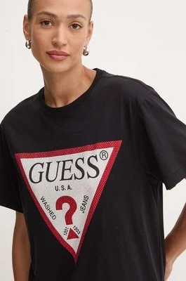 Guess t-shirt bawełniany SHINY damski kolor czarny W4YI34 I3Z14