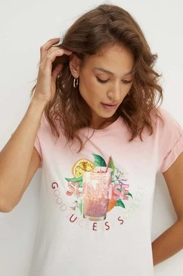 Guess t-shirt bawełniany SUNRISE DRINK damski W4YI44 K9RM1