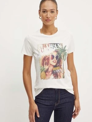 Guess t-shirt bawełniany SUTAN damski kolor beżowy W4YI46 K9RM1