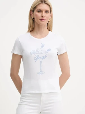 Guess t-shirt bawełniany TINI damski kolor biały W5YI31 K9RM1
