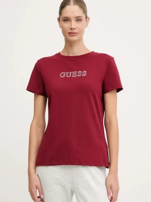Guess t-shirt BRIANA damski kolor bordowy V3BI11 J1314