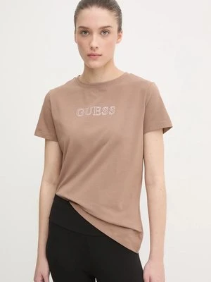 Guess t-shirt BRIANA damski kolor brązowy V3BI11 J1314