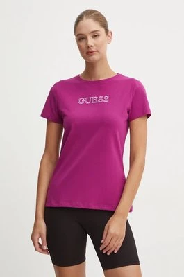 Guess t-shirt BRIANA damski kolor fioletowy V3BI11 J1314