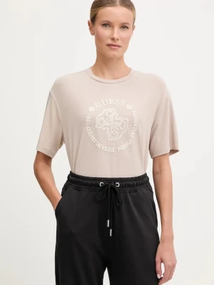 Guess t-shirt CARLA damski kolor beżowy V5YI05 KCOA2