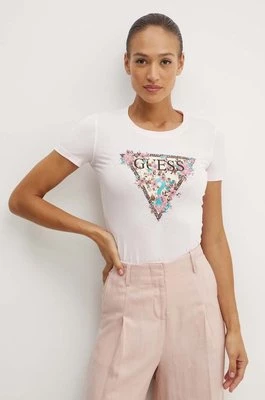 Guess t-shirt CHERRY FLOWER damski kolor różowy W4YI26 J1314