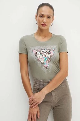 Guess t-shirt CHERRY FLOWER damski kolor zielony W4YI26 J1314