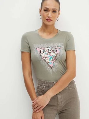 Guess t-shirt CHERRY FLOWER damski kolor zielony W4YI26 J1314