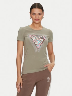 Guess T-Shirt Cherry Flower W4YI26 J1314 Zielony Slim Fit