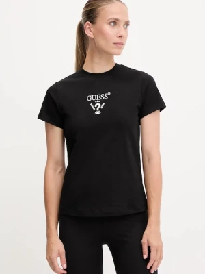 Zdjęcie produktu Guess T-shirt damski bawełniany z elastanem COLETTE