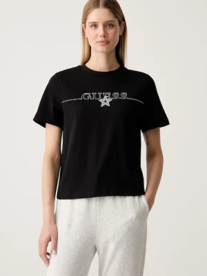 Guess T-shirt damski bawełniany AGENA czarny