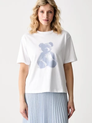 Guess T-shirt damski bawełniany BEAR biały