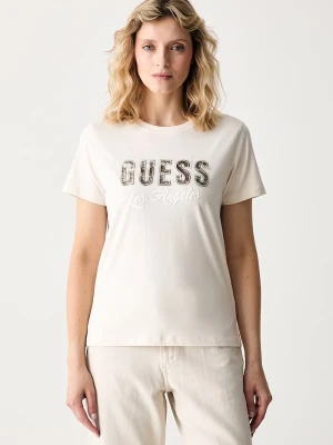Guess T-shirt damski bawełniany beżowy