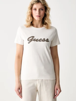 Guess T-shirt damski bawełniany beżowy