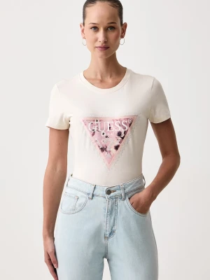 Guess T-shirt damski bawełniany beżowy