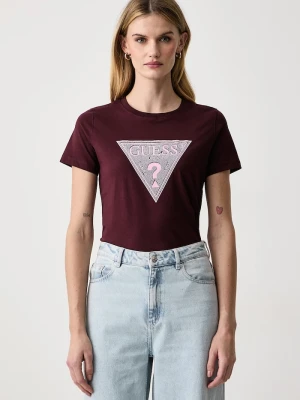 Guess T-shirt damski bawełniany bordowy