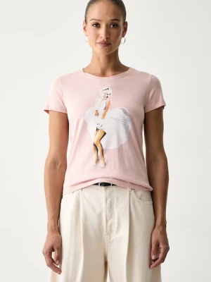 Guess T-shirt damski bawełniany MARILYN MONROE różowy