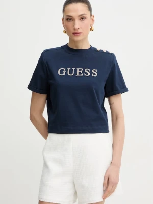 Guess t-shirt damski bawełniany MARINA granatowy