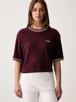Guess T-shirt damski bawełniany MURIEL bordowy