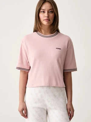 Guess T-shirt damski bawełniany MURIEL różowy